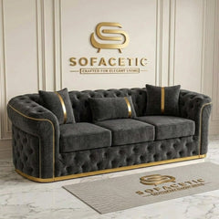 Madrid Chenile Fabric Chesterfield Sofa Set