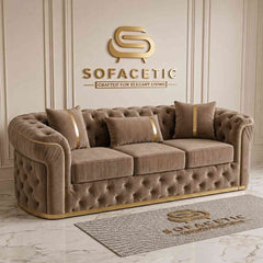 Madrid Plush Velevt Chesterfield Sofa Set