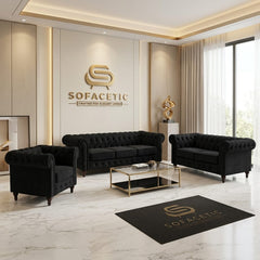 Olympia Chesterfield Chenile Sofa Set