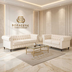 Olympia Chesterfield Chenile Sofa Set
