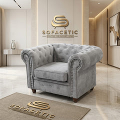 Olympia Chesterfield Chenile Sofa Set