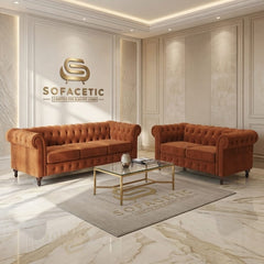 Olympia Chesterfield Plush velvet Sofa Set