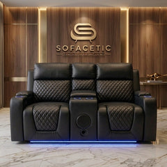 Florida Leather Suite Sofa Black Set