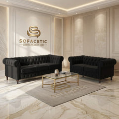 Olympia Chesterfield Plush velvet Sofa Set