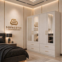 4 Door White Color Wardrobe