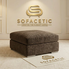 Simple Footstool in Chenile Fabric