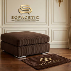 Simple Footstool in Jumbo Cord Fabric