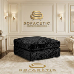 Simple Footstool in Crush Velvet Fabric