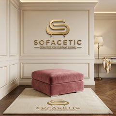 Simple Footstool in Plush Velvet Fabric