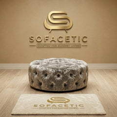 Premium Footstool in Crush Velvet Fabric