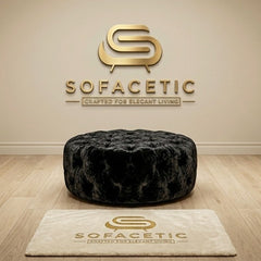 Premium Footstool in Crush Velvet Fabric