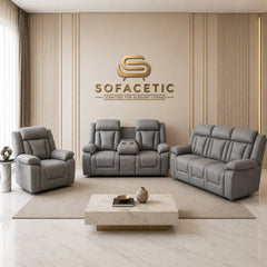 Buenos Fabric Suite Recliner Sofa Grey Set
