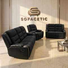Rio Jumbo Recliner Sofa black Set