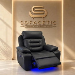 Hafsa Leather Suite Recliner Sofa Black Set