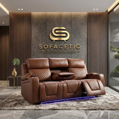 Florida Leather Suite Sofa Brown Set