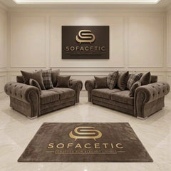 Brixa Plush Velvet Fabric Modern Sofa Set