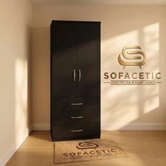 2 Door Black Color Wardrobe