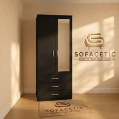 2 Door Black Color Wardrobe