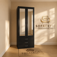 2 Door Black Color Wardrobe