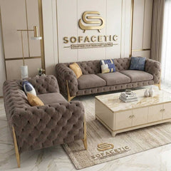 Italian Chenille Fabric Chesterfield Sofa Set