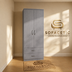 2 Door Grey Color Wardrobe