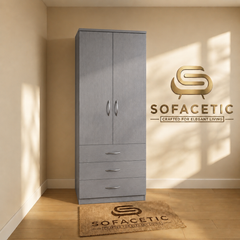 2 Door Grey Color Wardrobe
