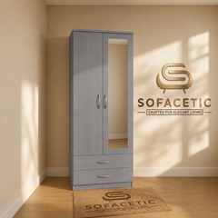 2 Door Grey Color Wardrobe