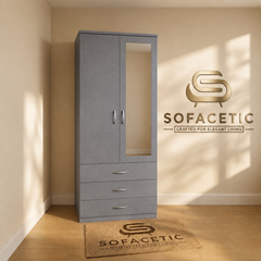 2 Door Grey Color Wardrobe