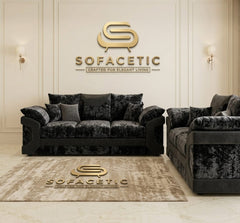 Dino Crushed Velvet Modern Sofa Set