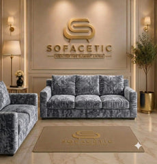 Rivo Crushed Velvet Fabric Sofa Set
