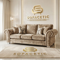 Brixa Crush Velvet Fabric Modern Sofa Set