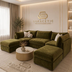 Bishop U Shape plush velvet Sofa