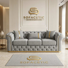 Madrid Chenile Fabric Chesterfield Sofa Set