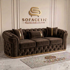 Madrid Plush Velevt Chesterfield Sofa Set