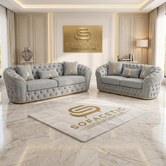 Madrid Chenile Fabric Chesterfield Sofa Set