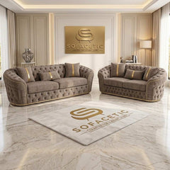 Madrid Chenile Fabric Chesterfield Sofa Set