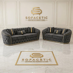Madrid Chenile Fabric Chesterfield Sofa Set