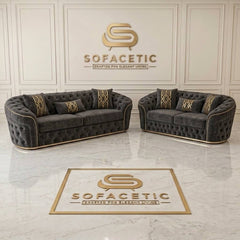 Madrid Chenile Fabric Chesterfield Sofa Set