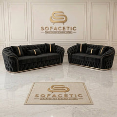 Madrid Plush Velevt Chesterfield Sofa Set