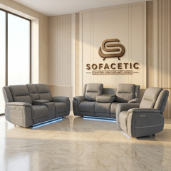 Hannah Fabric Recliner Sofa Grey Set
