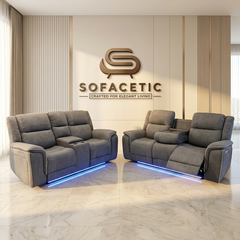 Hannah Fabric Recliner Sofa Grey Set