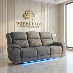 Hannah Fabric Recliner Sofa Grey Set