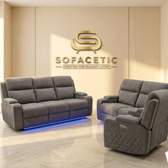 Florence Fabric Suite Recliner Sofa Grey Set