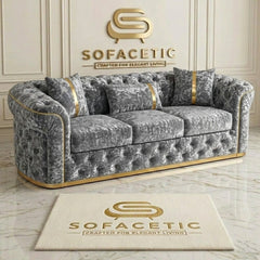 Madrid Crush Velevt Chesterfield Sofa Set