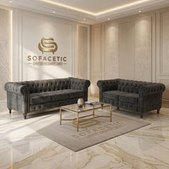 Olympia Chesterfield Chenile Sofa Set