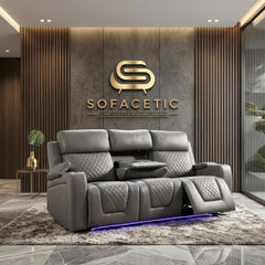 Florida Leather Suite Sofa Grey Set