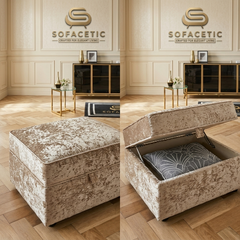 Storage Footstool in Crush Velvet Fabric