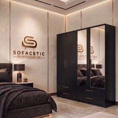 4 Door Black Color Wardrobe