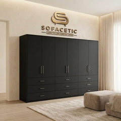 6 Door Black color Wardrobe