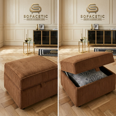 Storage Footstool in Jumbo Cord Fabric